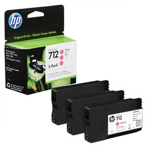 HP 712 (3ED78A) magenta Druckerpatronen, 3er-Set