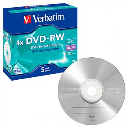 5 verbatim DVD-RW 4,7 GB wiederbeschreibbar