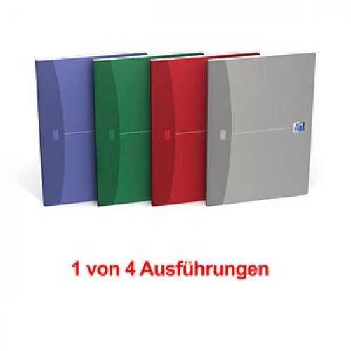 OXFORD Notizbuch Office Essentials DIN A4 kariert, blau/grün/rot/grau Softcover 192 Seiten