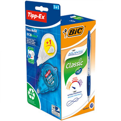 BIC Kugelschreiber-Set Atlantis Classic blau Schreibfarbe blau, 1 Set