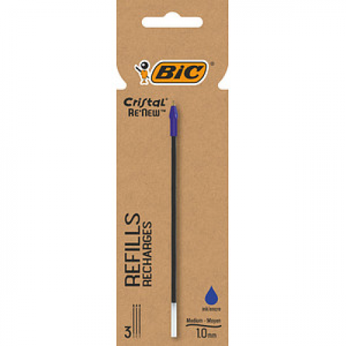 BIC Cristal Re'New Kugelschreiberminen M 3 St. blau, 3 St.