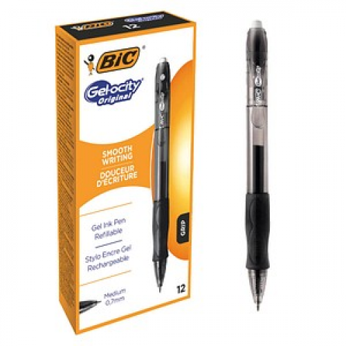 BIC Gel-ocity Gelschreiber schwarz/transparent 0,3 mm, Schreibfarbe: schwarz, 12 St.