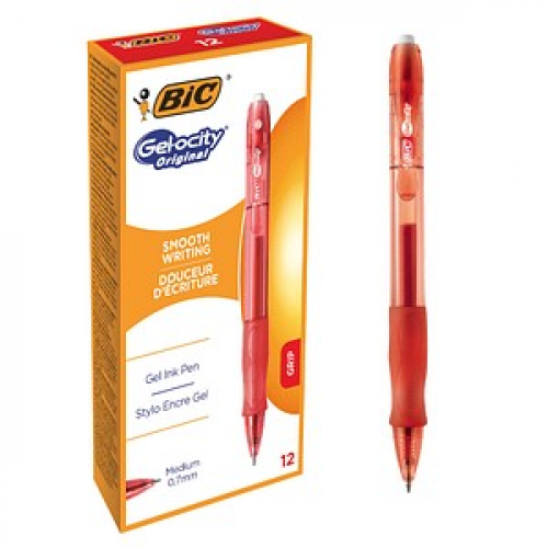 BIC Gel-ocity Gelschreiber rot/transparent 0,3 mm, Schreibfarbe: rot, 12 St.