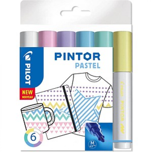 PILOT PINTOR Pastell Kreativmarker farbsortiert 4,0 - 12,0 mm, 6 St.