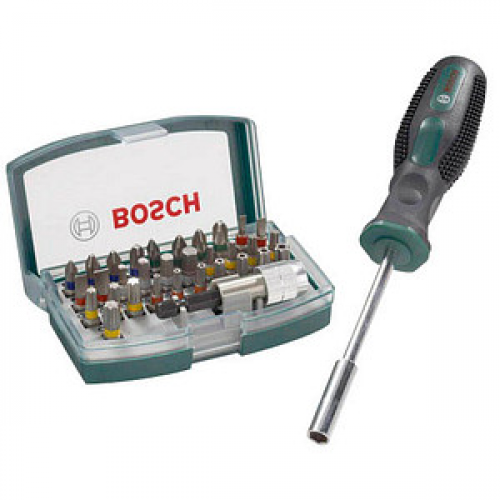 BOSCH Set mit Handschraubendreher Bit-Set, 32-teilig