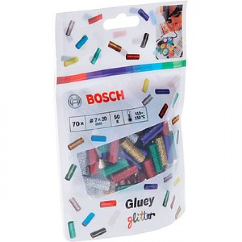 BOSCH Heißklebesticks Gluey Glitter-Mix farbsortiert, 70 St.