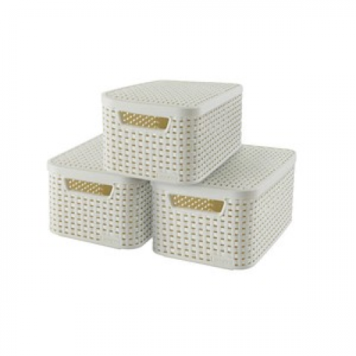 3 curver STYLE S Aufbewahrungsboxen creme 29,1 x 19,8 x 14,2 cm