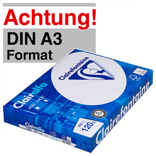 Clairefontaine Kopierpapier Clairalfa DIN A3 120 g/qm 250 Blatt