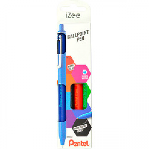 Pentel Kugelschreiber iZee BX470 farbsortiert Schreibfarbe farbsortiert, 4 St.