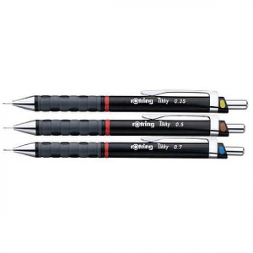 rotring Tikky Druckbleistift-Set schwarz HB 0,35 + 0,5 + 0,7 mm, 3 St.