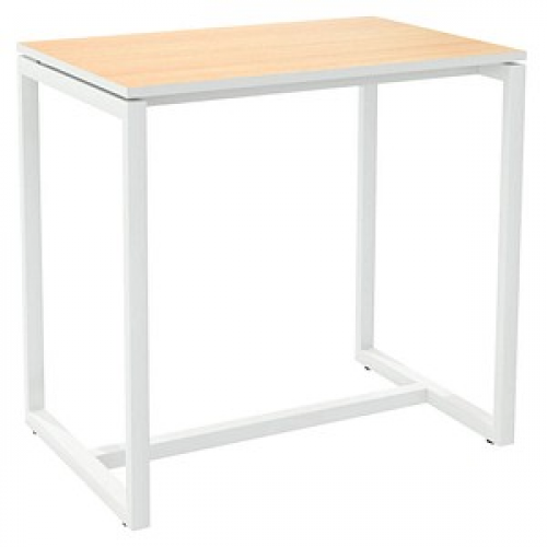meet powered by PAPERFLOW Stehtisch easyDesk buche rechteckig, Vierkantrohr weiß, 114,0 x 75,0 x 110,0 cm