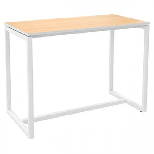 meet powered by PAPERFLOW Stehtisch easyDesk buche rechteckig, Vierkantrohr weiß, 150,0 x 75,0 x 110,0 cm
