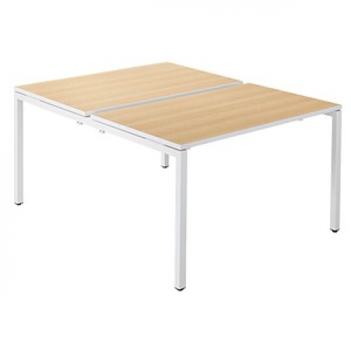 PAPERFLOW easyDesk Doppelschreibtisch buche rechteckig, 4-Fuß-Gestell weiß 120,0 x 166,0 cm