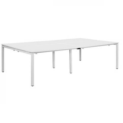 PAPERFLOW easyDesk Doppelschreibtisch weiß rechteckig, 4-Fuß-Gestell weiß 280,0 x 166,0 cm