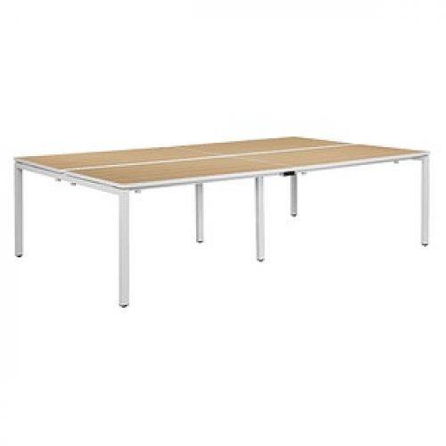 PAPERFLOW easyDesk Doppelschreibtisch buche rechteckig, 4-Fuß-Gestell weiß 280,0 x 166,0 cm