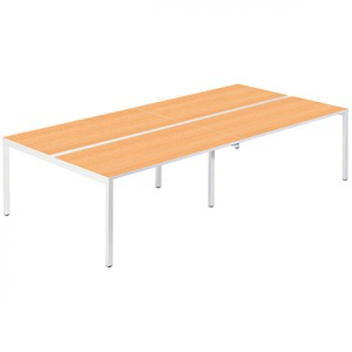 PAPERFLOW easyDesk Doppelschreibtisch buche rechteckig, 4-Fuß-Gestell weiß 320,0 x 166,0 cm