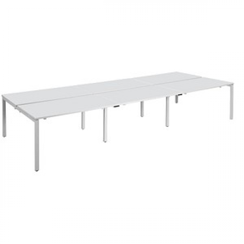 PAPERFLOW easyDesk Doppelschreibtisch weiß rechteckig, 4-Fuß-Gestell weiß 360,0 x 166,0 cm