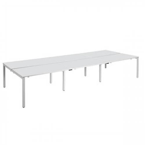 PAPERFLOW easyDesk Doppelschreibtisch weiß rechteckig, 4-Fuß-Gestell weiß 420,0 x 166,0 cm