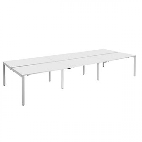 PAPERFLOW easyDesk Doppelschreibtisch weiß rechteckig, 4-Fuß-Gestell weiß 480,0 x 166,0 cm