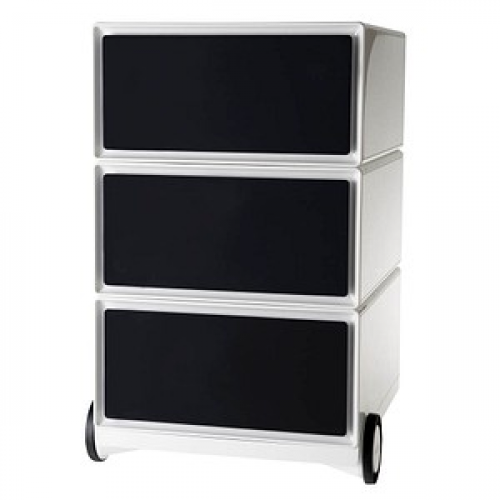 PAPERFLOW easyBox Rollcontainer weiß, schwarz 3 Auszüge 39,0 x 43,6 x 64,2 cm