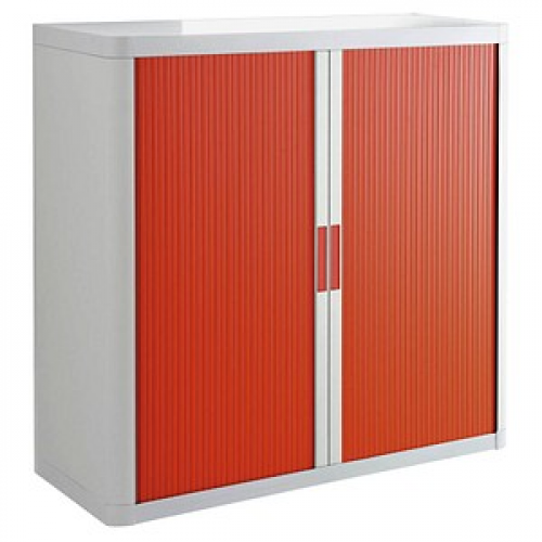 PAPERFLOW easyOffice Rollladenschrank weiß, rot ohne Fachböden 110,0 x 41,5 x 104,0 cm