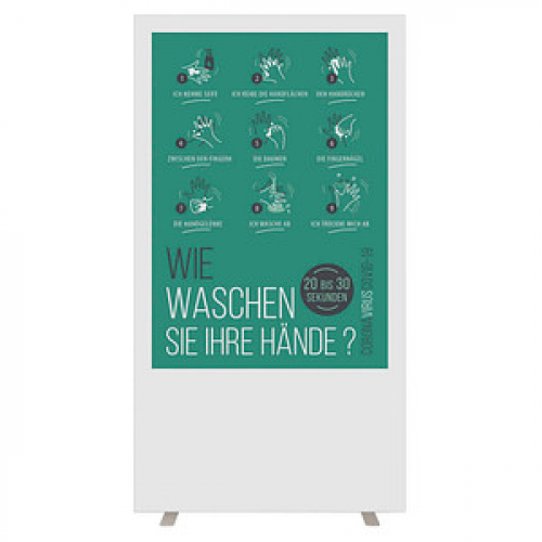 PAPERFLOW Trennwand easyScreen, Hände-Waschen weiß 94,0 x 174,0 cm