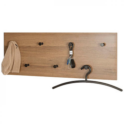 HAKU Möbel Wandgarderobe 37142 eiche Holz 7 Haken 80,0 x 30,0 cm