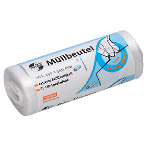 DEISS Müllbeutel UNIVERSAL PLUS® 20,0 l transparent 6 µm, 50 St.