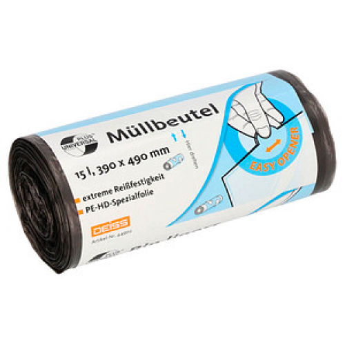 DEISS Müllbeutel UNIVERSAL PLUS® 15,0 l grau 6 µm, 50 St.