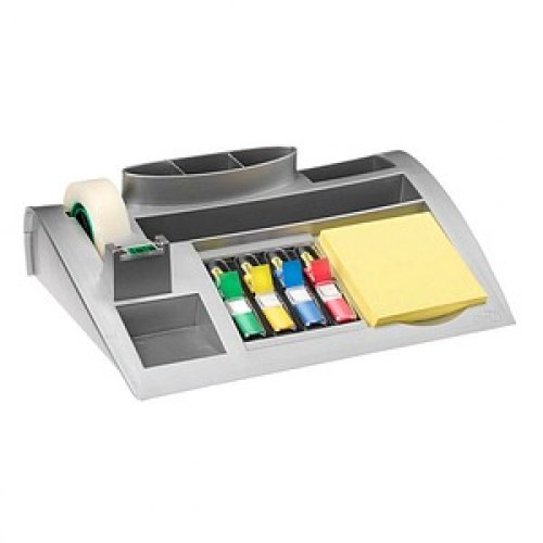 Post-it® Schreibtisch-Organizer C50 silber ABS-Kunststoff 7 Fächer 25,6 x 16,8 x 6,8 cm