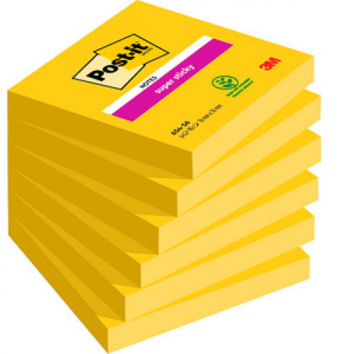 Post-it® Super Sticky Notes Haftnotizen extrastark 654-S6 gelb, 6 Blöcke