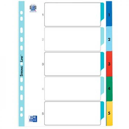 OXFORD Ordnerregister Vollformat 1-5 farbig 5-teilig, 1 Satz