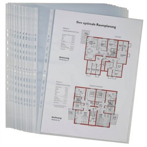 25 OXFORD Prospekthüllen DIN A3 transparent genarbt 0,09 mm