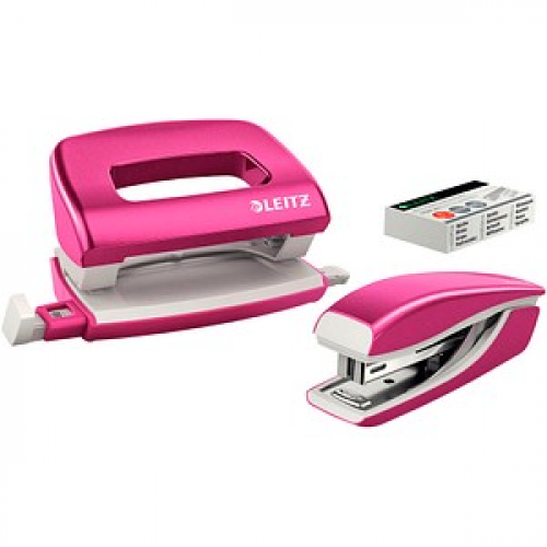 LEITZ Locher und Heftgeräte Set NeXXt WOW pink-metallic