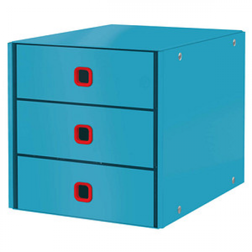 LEITZ Schubladenbox Click & Store Cosy  blau 53680061, DIN A4 mit 3 Schubladen