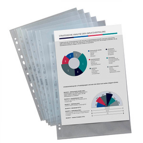 100 LEITZ Prospekthüllen recycle 4791 DIN A4 transparent genarbt 0,10 mm