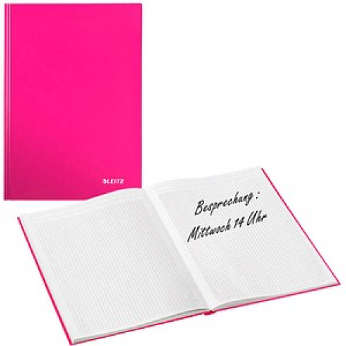 LEITZ Notizbuch WOW DIN A4 kariert, pink-metallic Hardcover 160 Seiten