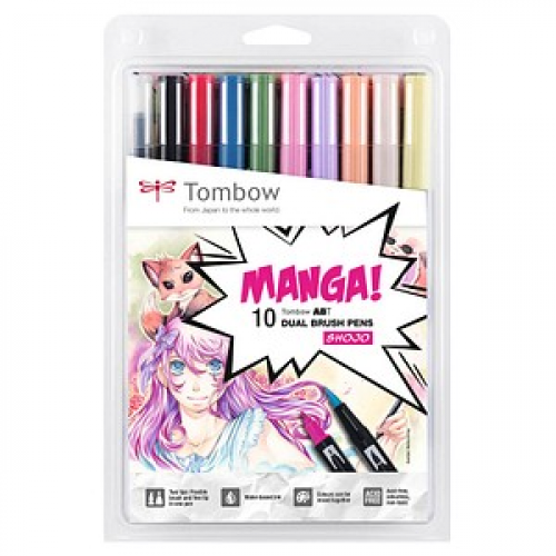 Tombow ABT Manga Shojo Dual Brush-Pens farbsortiert, 1 Set