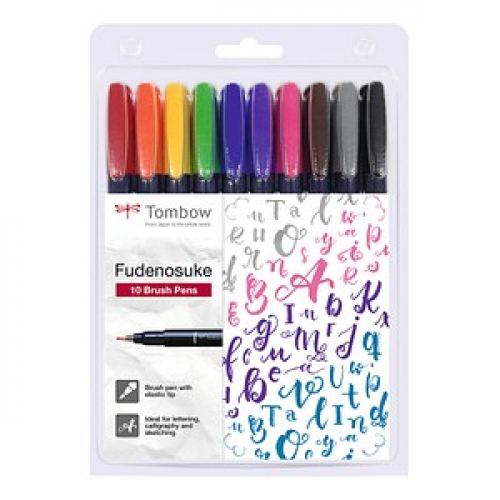 Tombow Fudenosuke Brush-Pens farbsortiert, 1 Set