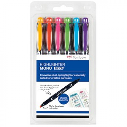 Tombow MONO edge Textmarker farbsortiert, 6 St.