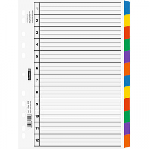 BRUNNEN Ordnerregister Vollformat blanko weiß 12-teilig, 1 St.