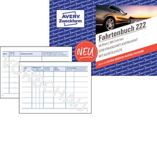 AVERY Zweckform Fahrtenbuch, Pkw mit Kraftstoffverbrauch Formularbuch 222