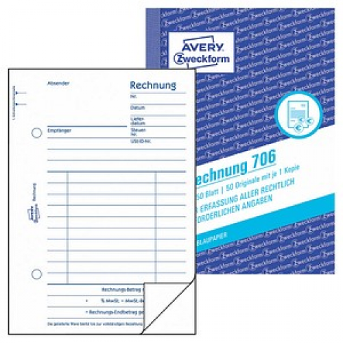 AVERY Zweckform Rechnung Formularbuch 706