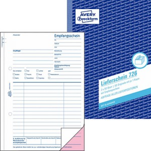 AVERY Zweckform Lieferschein mit Empfangsschein Formularbuch 726