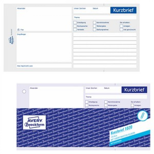 AVERY Zweckform Kurzbrief Formularbuch 1020