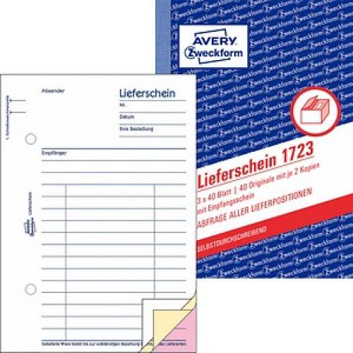 AVERY Zweckform Lieferschein mit Empfangsschein Formularbuch 1723