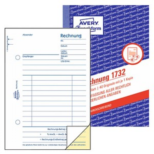 AVERY Zweckform Rechnung Formularbuch 1732