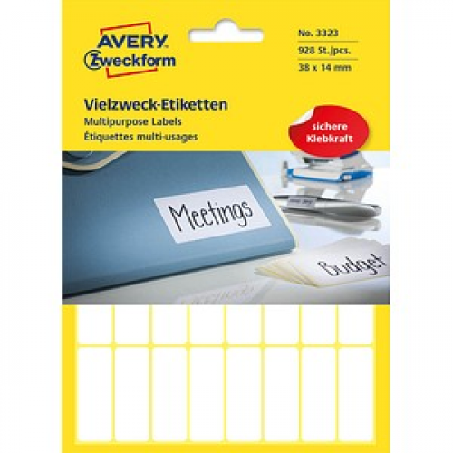 928 AVERY Zweckform Etiketten 3323 weiß 38,0 x 14,0 mm