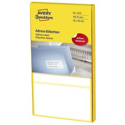 282 AVERY Zweckform Adressetiketten 3345 weiß 95,0 x 48,0 mm