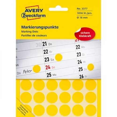 AVERY Zweckform Klebepunkte 3377 gelb Ø 18,0 mm